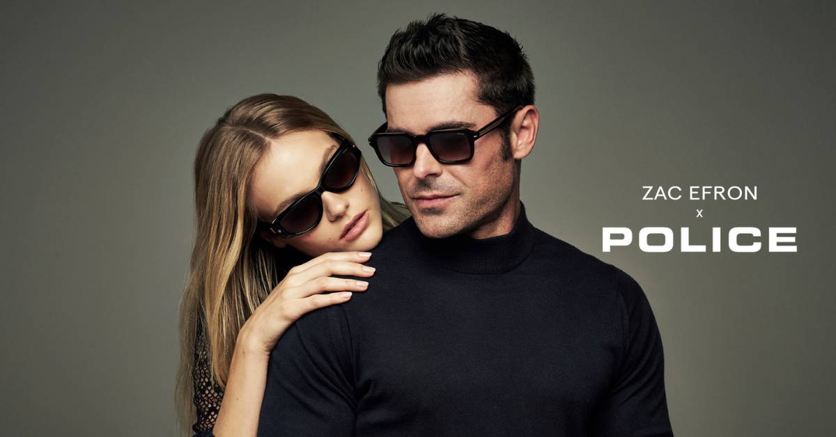 banner Police eyewear con zack efron